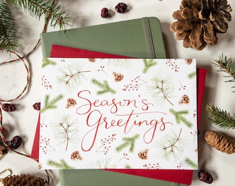 Seasons Greetings Greeting Card | Christmas Card | Holiday Card | Winter Woodland Card