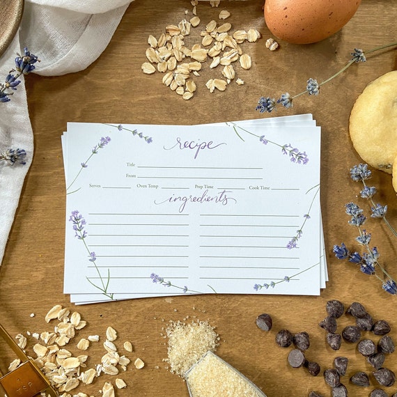 Lavender Recipe Cards Herb Recipe Cards Floral Recipe - Etsy