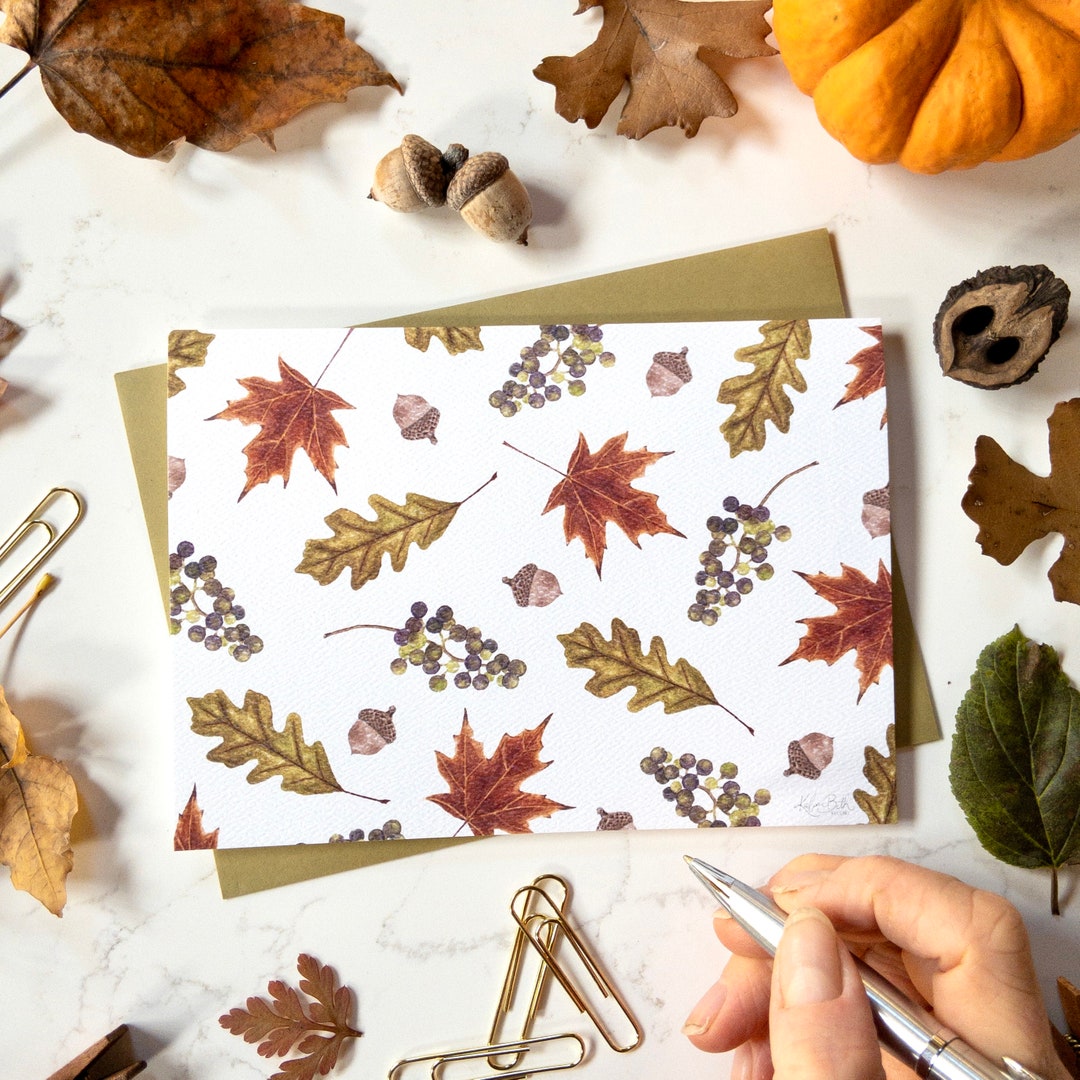 Fall Greeting Card | Fall Leaves Card | Fall Note Card | Thanksgiving ...