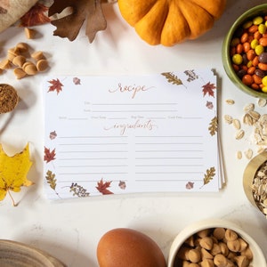 Cartes de recettes d'automne | Feuilles d'automne Cartes de recettes | Cartes de recettes d'automne | Cuisson d'automne | Recettes de Thanksgiving | Cuisine de l'Action de grâce |