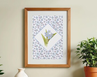 Forget-me-not Art Print | Watercolour Forget-me-not Art | Wall Art