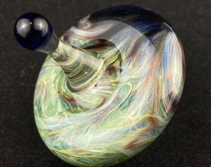 Incredible Glass Spinning Top Handmade Marble Pattern, One of a Kind
