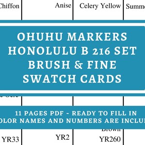 Ohuhu Honolulu B Set of 216 Brush and Fine Tip DIY Color Chart / Swatch  Sheet / Swatch Cards Alcohol Markers Digital Download 