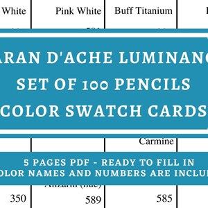 Swatch Sheet for Caran D'ache Luminance Colored Pencils Instant