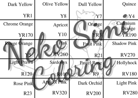 Ohuhu Honolulu B Set of 216 Brush and Fine Tip DIY Color Chart