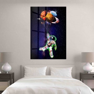 BTC CRYPTO PRINT, Planets & Astronomy Print with Btc to the Moon, Space Poster, Stock Trader Gift for Mens, Glossy Wall Art Home Decor