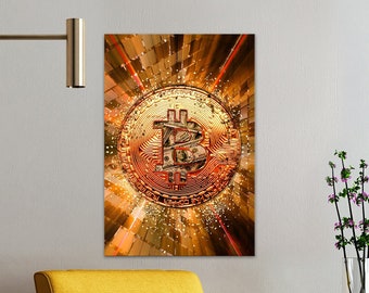 STUNNING BITCOIN PRINT, Glossy Bitcoin Poster for Wall, Crypto Poster for Home & Office Decor, Bedroom Crypto Print, Digital Trader Gift