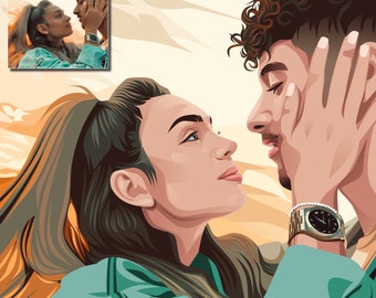 Personalisiertes Portrait des Paares - Realistisch gemalter Cartoon - Süßes PaarPortrait Geschenk - handgemachte Avatar Zeichnung