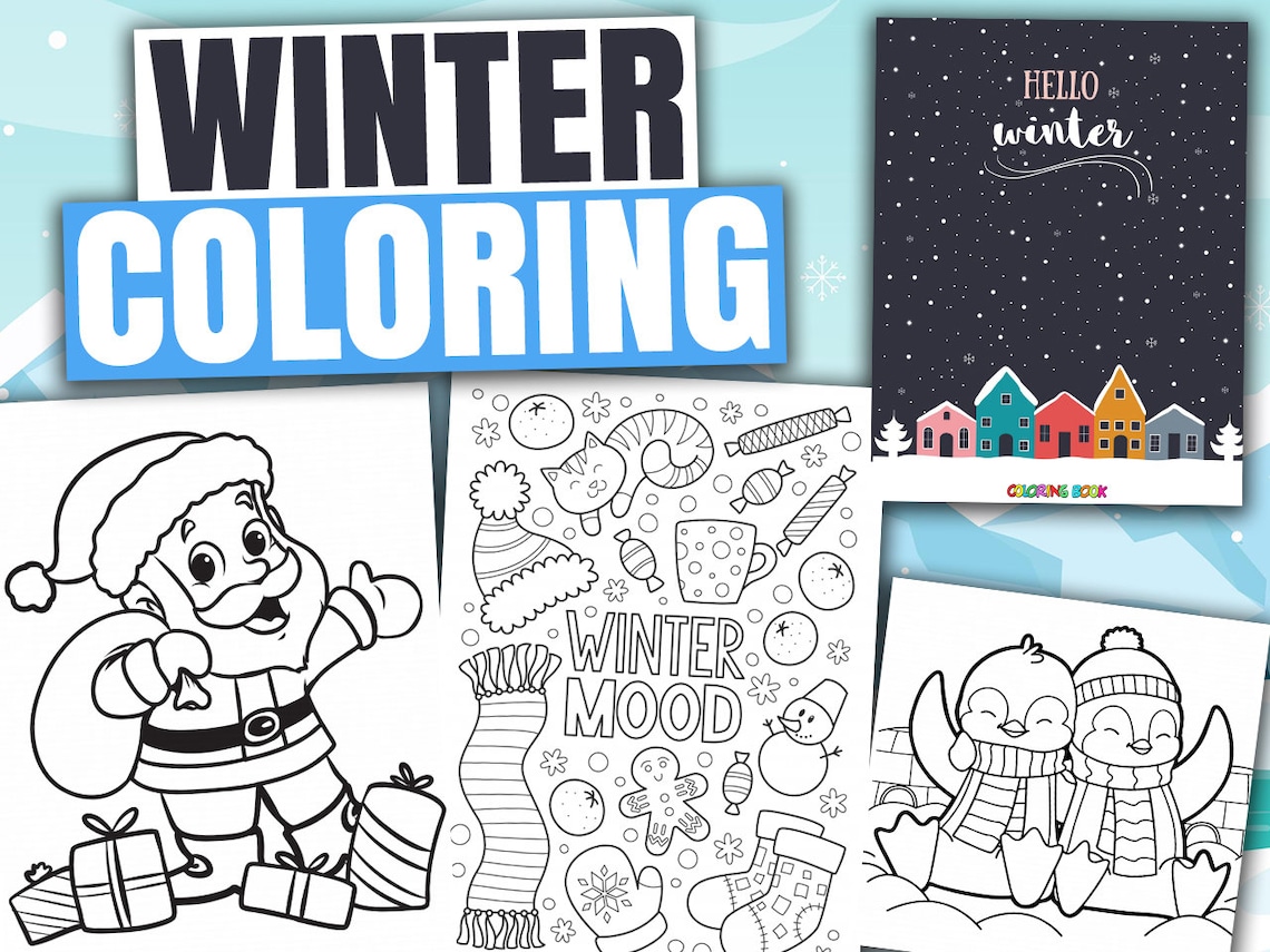 Winter Coloring Winter Coloring Book Winter Coloring Sheets - Etsy