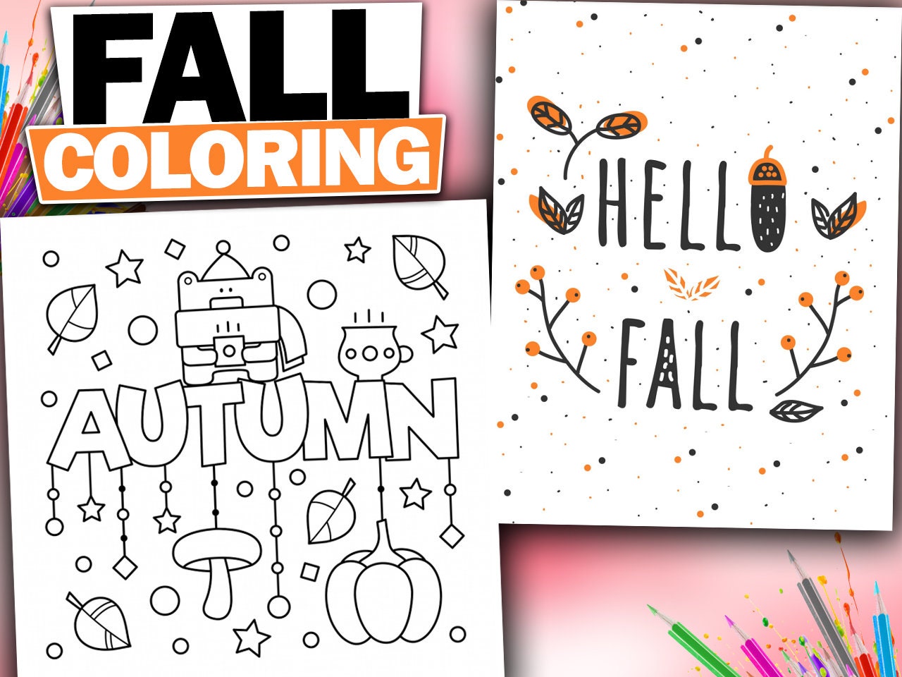 Fall Coloring Book Fall Coloring Sheets Fall Coloring Pages | Etsy