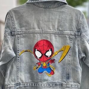 Kids Embroidered Denim Spiderman Jacket 