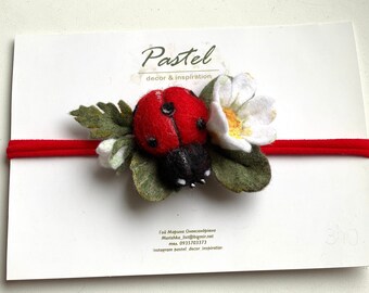 Felt Ladybug headband, accessories with flowers, felt flower crown child, daisy crowns, summer, daisy headband, spring wreaths, felt flower