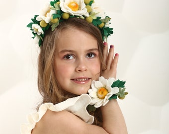 Felt daisy headband, accessories with flowers, felt flower crown child, daisy crowns, summer, daisy headband, spring wreaths, felt flowers
