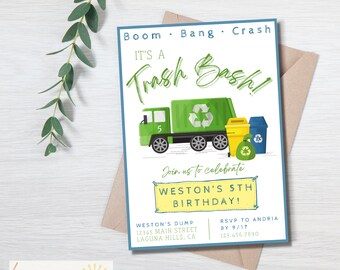 Invitation De Camion A Ordures Invitations A La Fete Etsy France