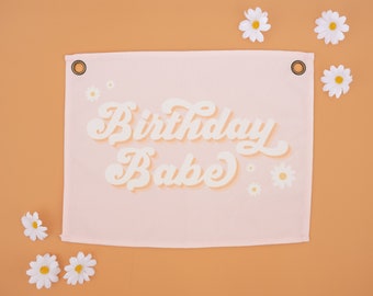 Birthday Babe Banner: Retro Boho Party Decor, Photo Prop