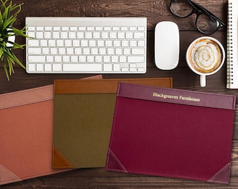 A4 Personalised Italian Grain Leather Desk Mat | Desk blotter, Writing pad, Mousepad