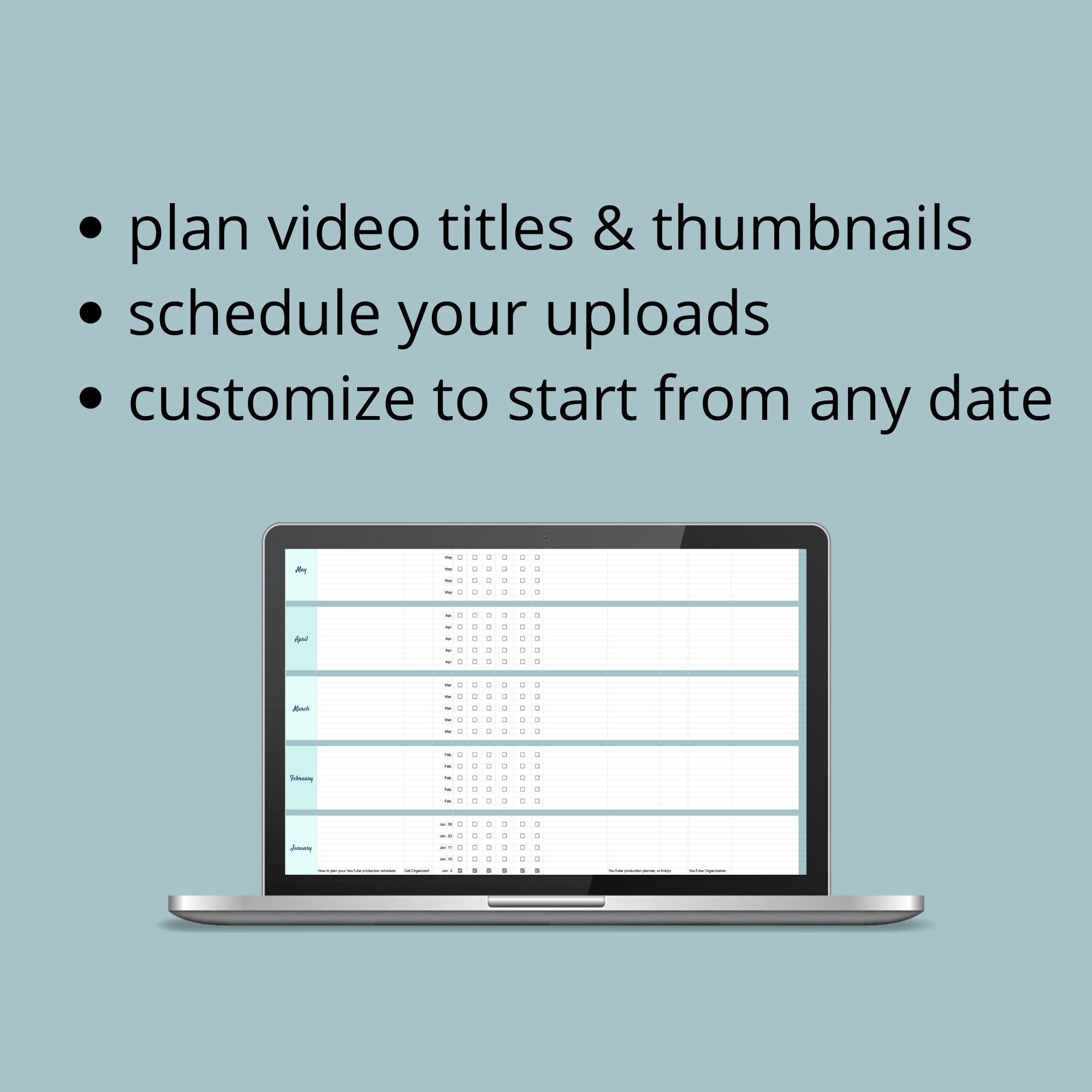 Youtube Digital Planner | Google Sheets Template - Etsy