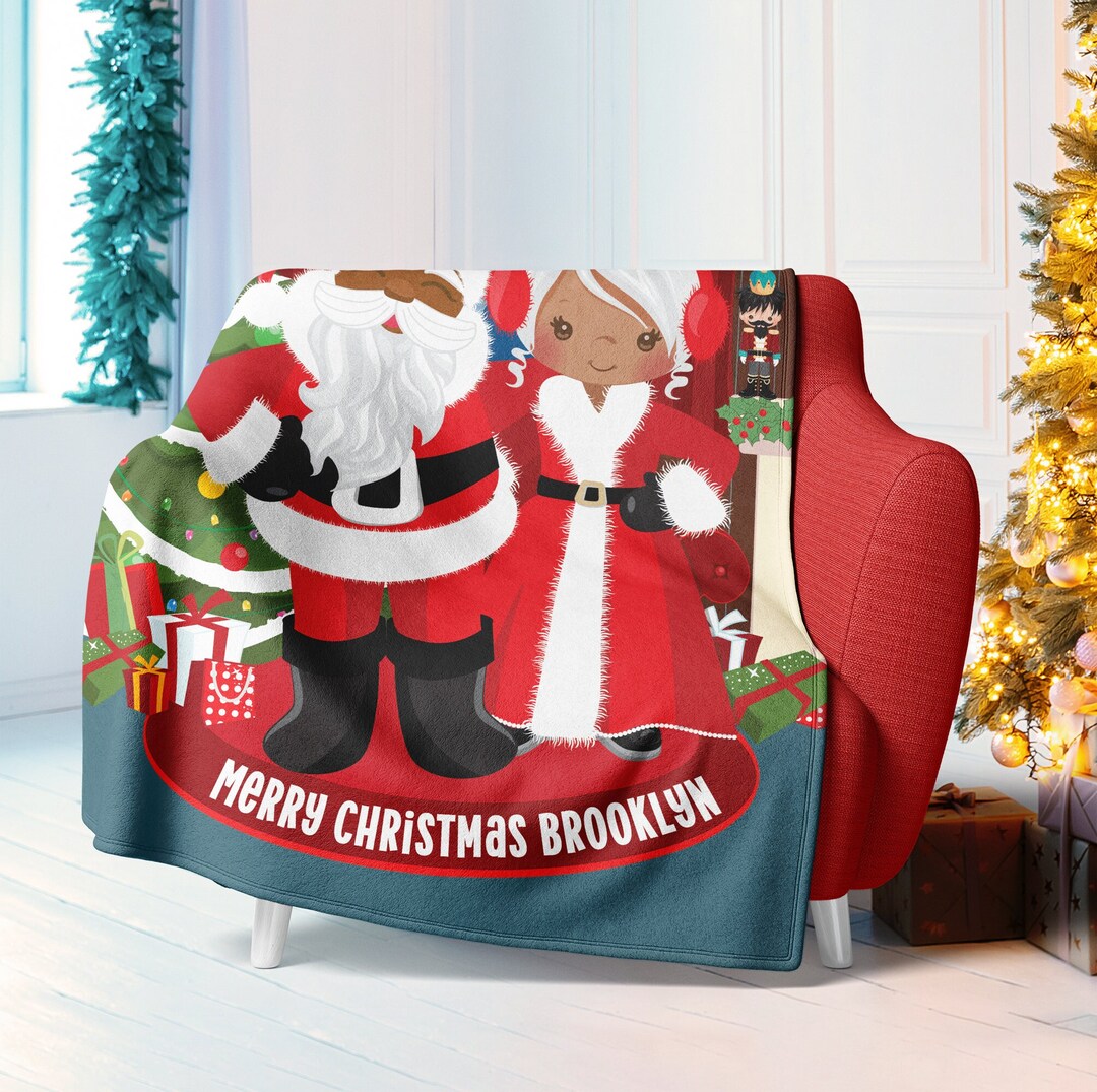 Personalized Black Santa Blanket. Minky, Velveteen or Sherpa Christmas Throws. Etsy