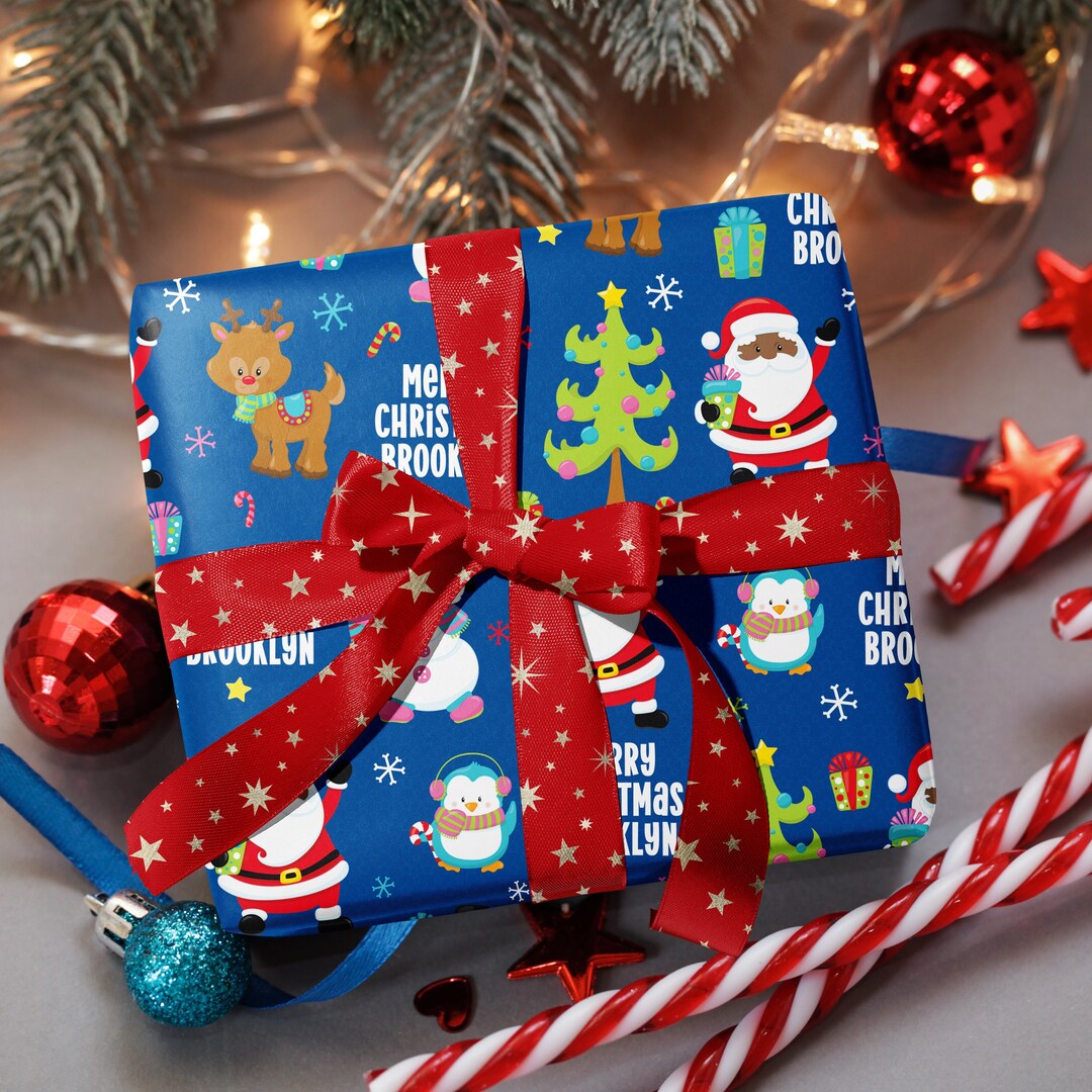 Black Santa Christmas Wrapping Paper 