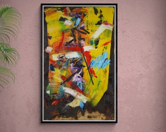 Großes abstraktes Öl-Gemälde, abstrakte Malerei, Öl auf Rohgewebe, Reine Jute, Unikat, handgemalt, Kunstwerk, original, strukturierte Kunst