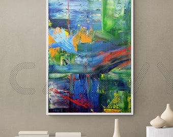 Large abstract oil painting, modern abstract painting, oil on canvas, unique, hand-painted, artwork, original, structured art