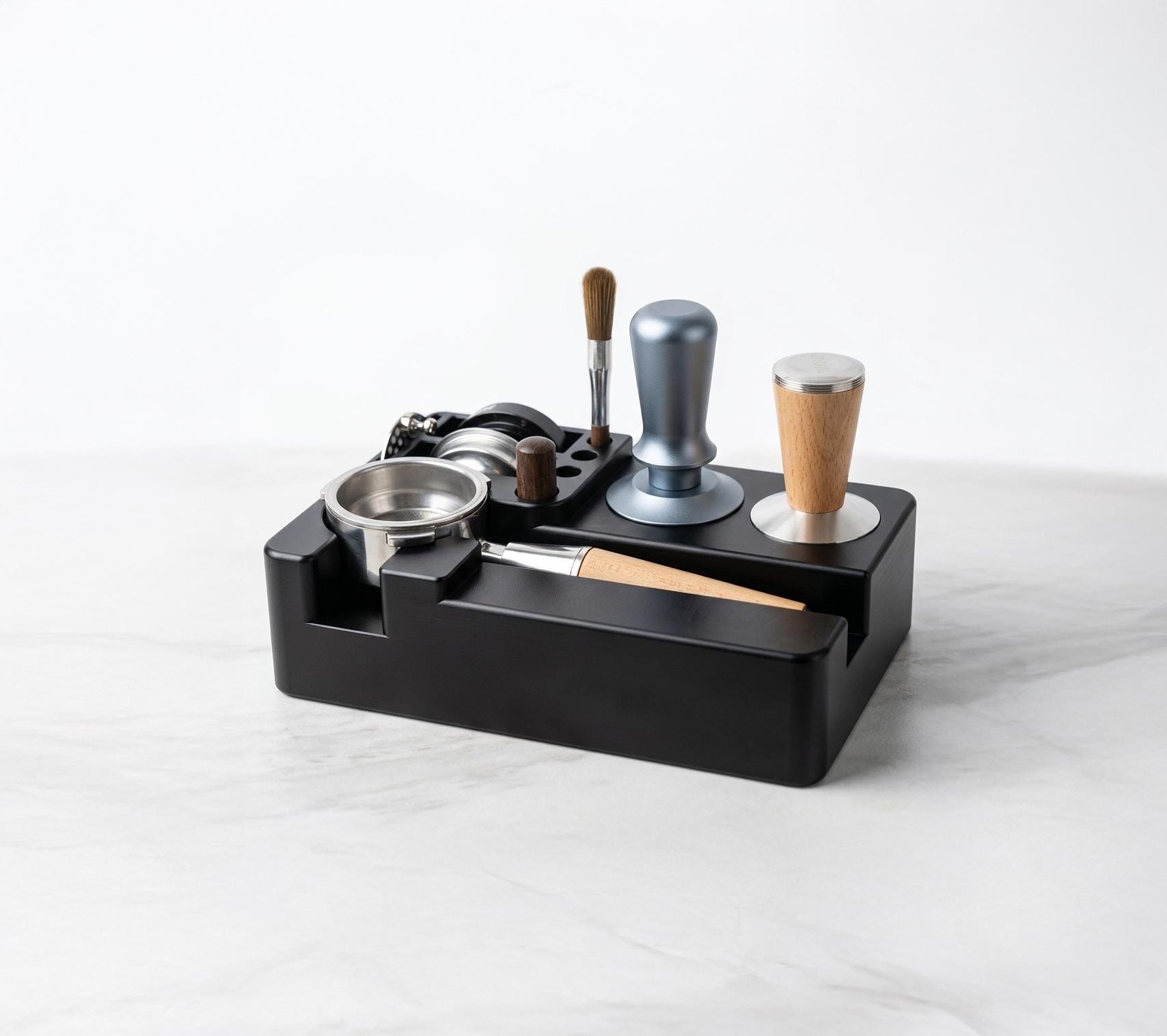 Set Pressacaffè Da 51 Mm In Legno Di Noce E Acciaio – Kit Barista Professionale Con Agitatore Per Espresso