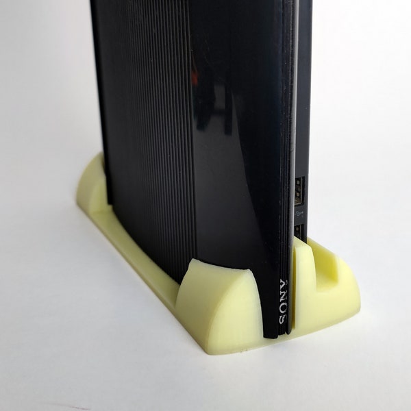 PS3 Vertical Stand - 3D Printed PlayStation 3 Slim / Super Slim Console Holder - Retro Gaming Organizer