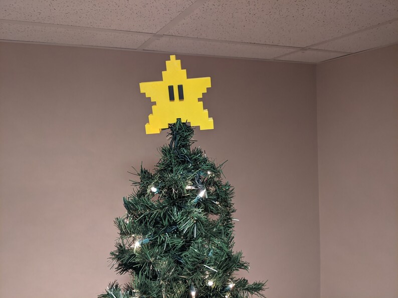 Super Mario Star Tree Topper 3D Printed Christmas Ornament Tree