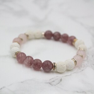 Vivacity Lepidolite, Rose Crystal, and White Lava Stone Aromatherapy Bracelet
