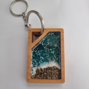 Wood, resin and cornish sand key rings