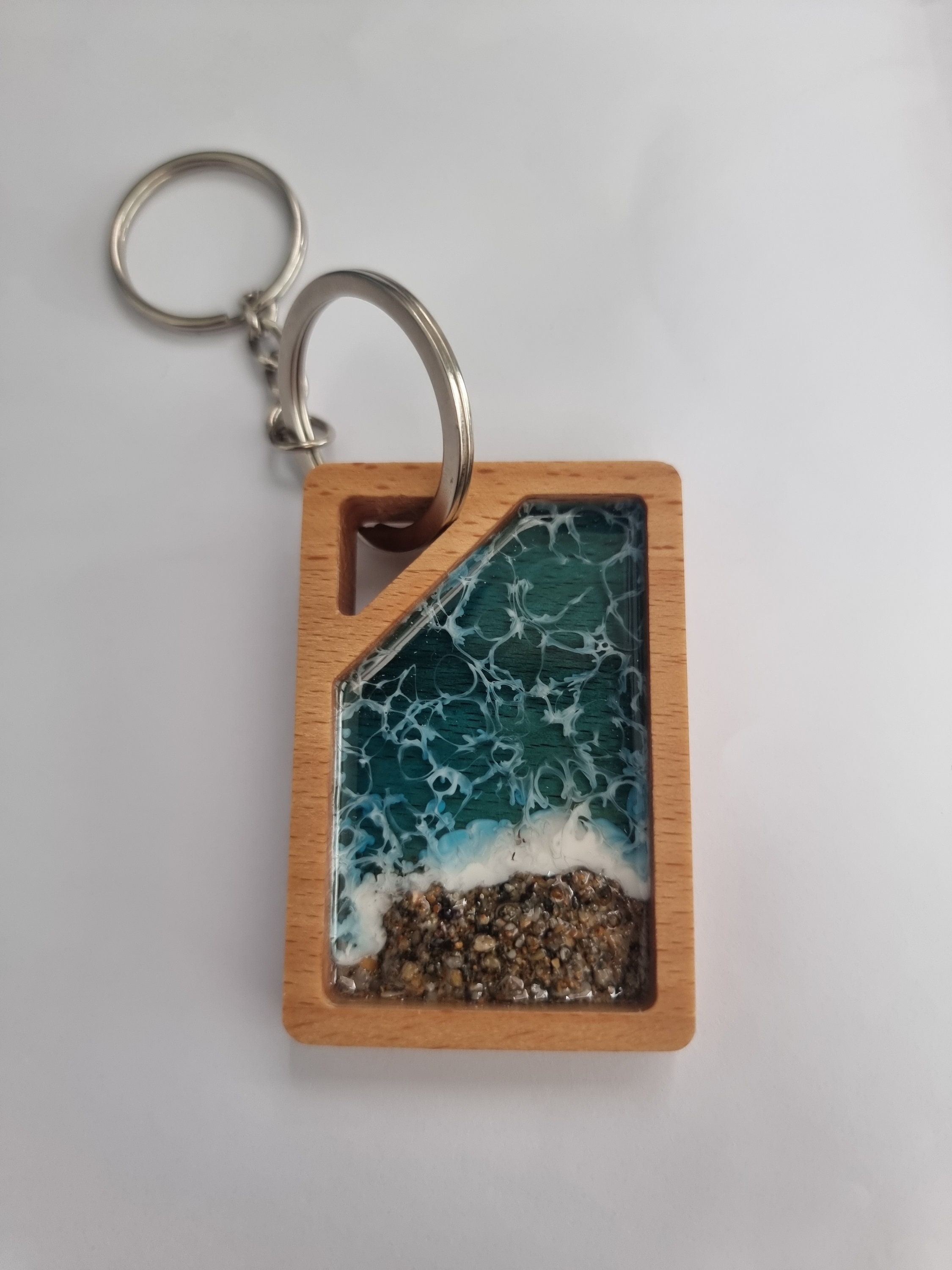 Blue Ocean Resin Pendant, Beach Keyring, Boho Handbag Charm, Resin Keyring,  Resin Keychain, Handbag Accessories 
