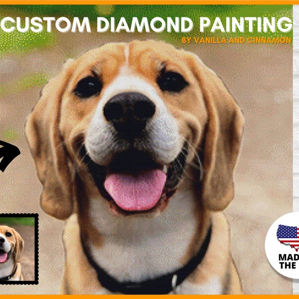 Custom Diamond Painting Kits for Adults 5D DIY - Made in USA - Personalized Diamond Art, Customized Diamond Dotz Kits, Rhinestone Painting