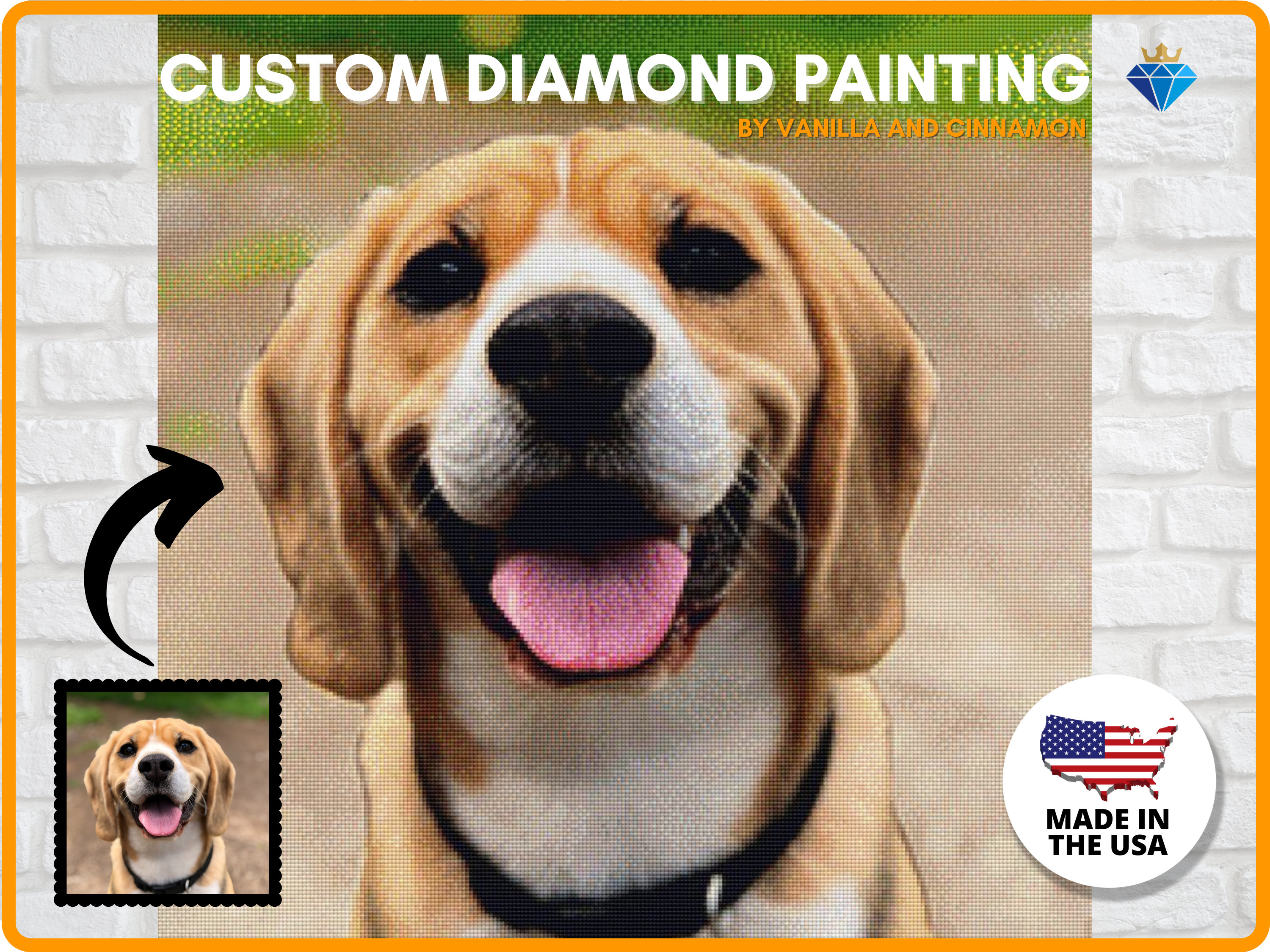Happy Puppy Dog 5D Diamond Painting Kits Square Round Gems DIY