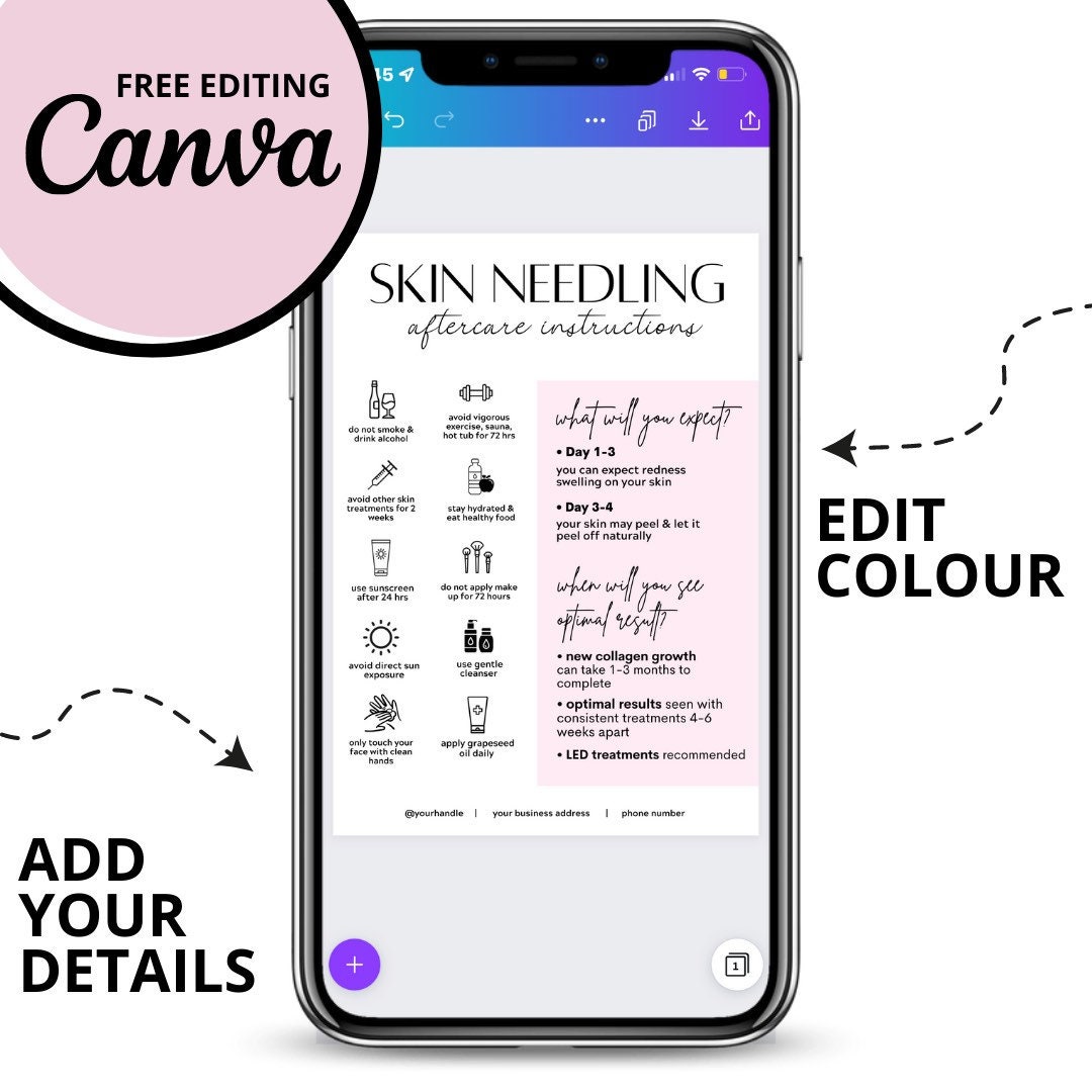 Microneedling Aftercare Card Printable Microneedle PRP Aftercare