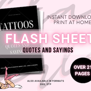 Quotes for Tattoos | Small Tattoos | Flash Sheet | Printable Tattoos | Digital Download and PDF Book