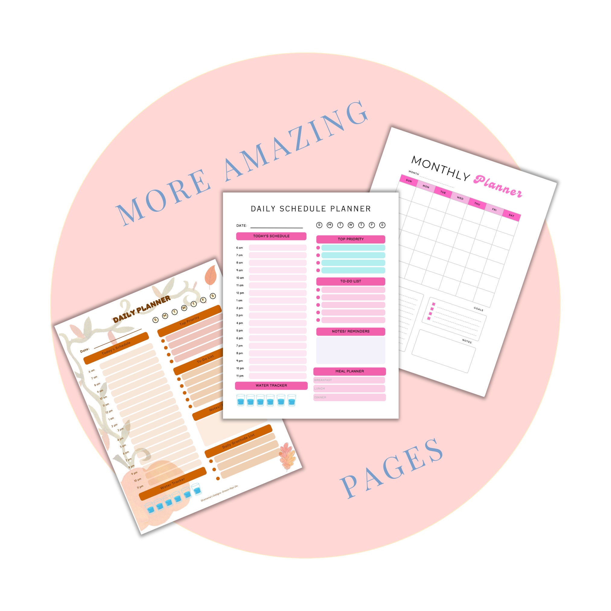 Printable Planner Bundle Set of 4, Daily Weekly Monthly Planner Bundle ...