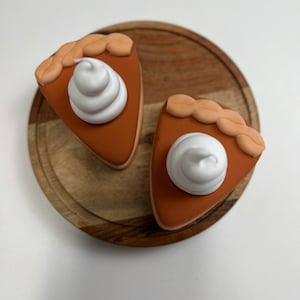 Set of 2 fake pumpkin pie slice cookies for tiered trays , displays, fall decor