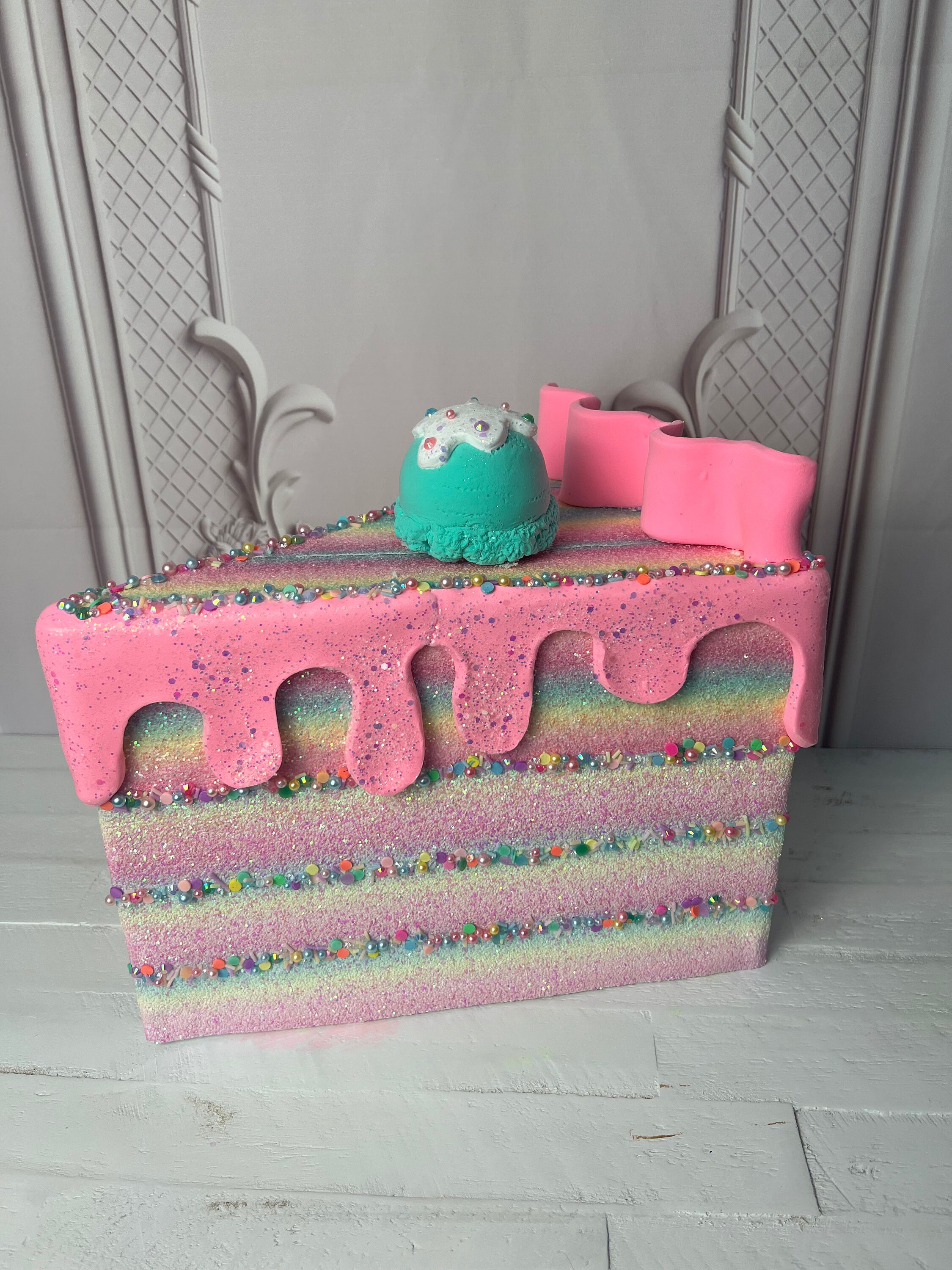 Whimsical Giant Pastel Christmas Cake Slice - Etsy