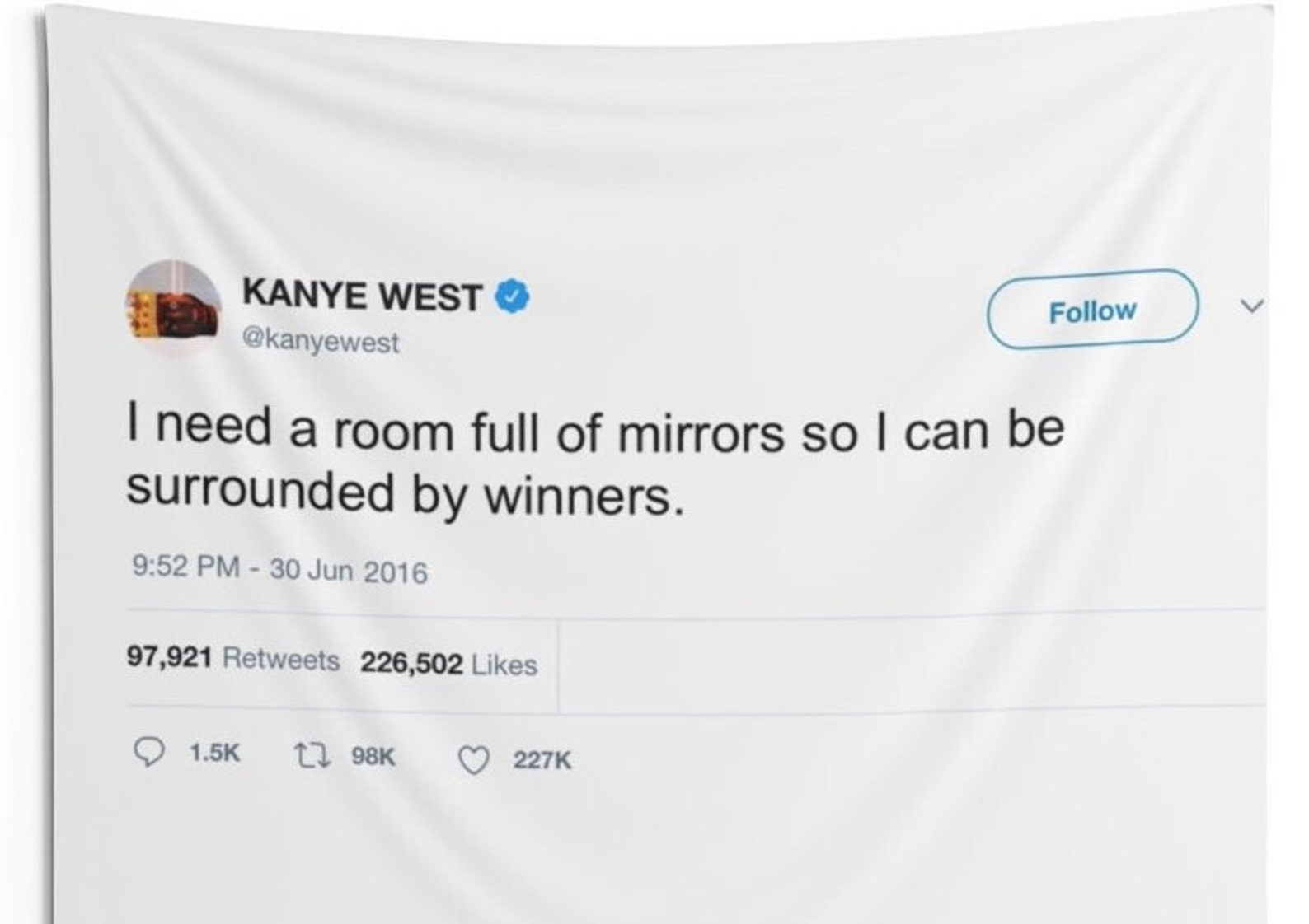 Kanye Tweet Tapestry I Need A Room Fool Of Mirrors Tapestry Etsy