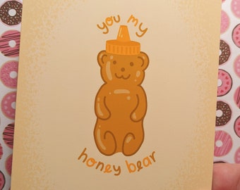 You My Honey Bear - Greeting Card - Love Valentine Romantic Cute