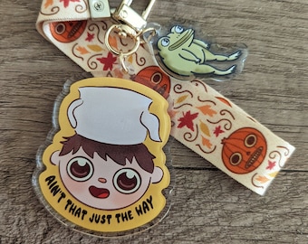 Over the Garden Wall Wristlet and Charm Keychain Set - Cute Greg OTGW Enoch Lanyard Jason Funderburker Frog