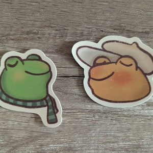 Cute Frog and Toad Vinyl Laminate Sticker - Couple Partner Romantic Love