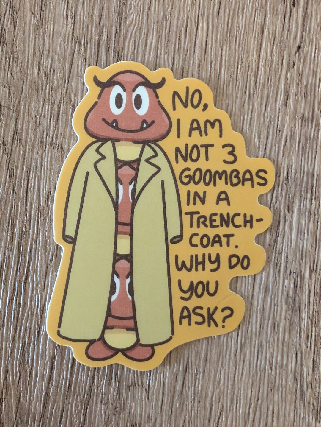 Three Goombas in a Trenchcoat - Vinyl Laminate Sticker - Etsy