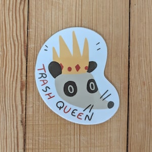 Trash Queen Possum - Cute Opossum Vinyl Laminate Sticker