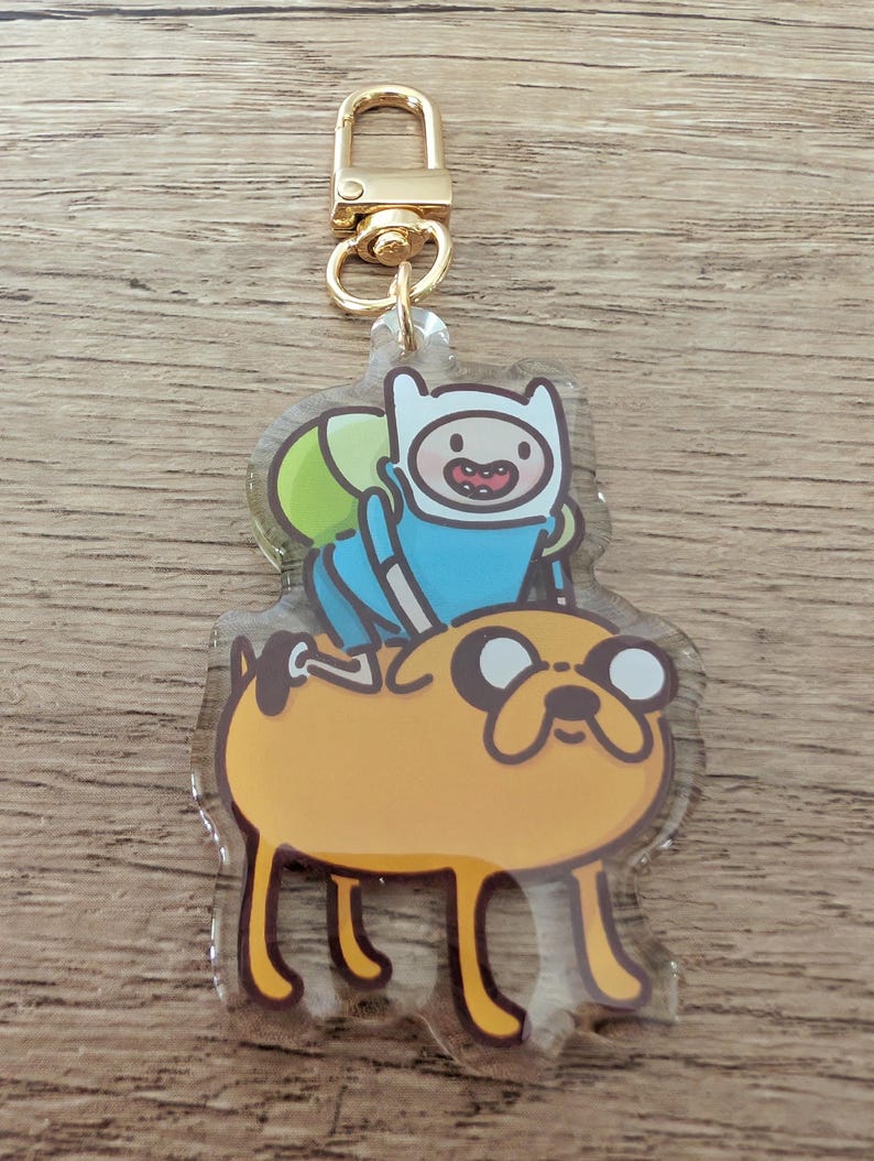 Finn and Jake - Cute Kawaii Adventure Time Epoxy Acrylic Keychain Charm ...