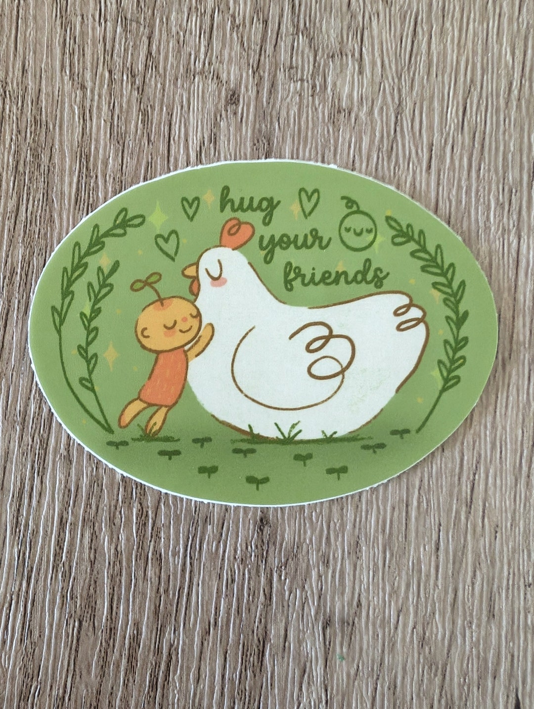 Hug Your Friends - Cute Chicken Vinyl Sticker - Etsy
