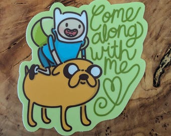 Come Along With Me - Finn et Jake - Sticker vinyle plastifié