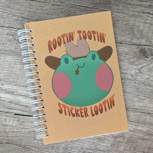 Froggy Sticker Keeper - Reusable Sticker Collection and Storage Book - 50 Pages, 4" x 6" - Cute Cowboy Frog