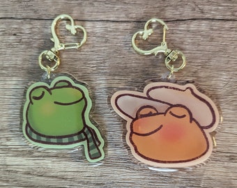 Perfect Match - Cute Set of Frog and Toad Keychain Resin Charms - Couple Partner Friend BFF