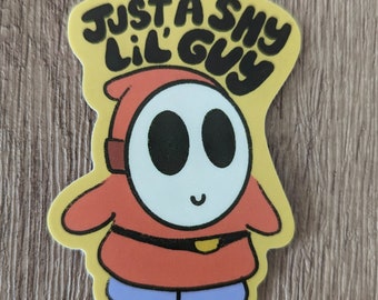 Just a Shy Lil' Guy - Cute Shy Guy Mario Vinyl Laminate Sticker
